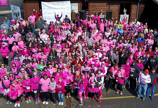 Aerial view of  participants of Girls Gone Wine 50 Shades of Pink 6kish Walk/Run