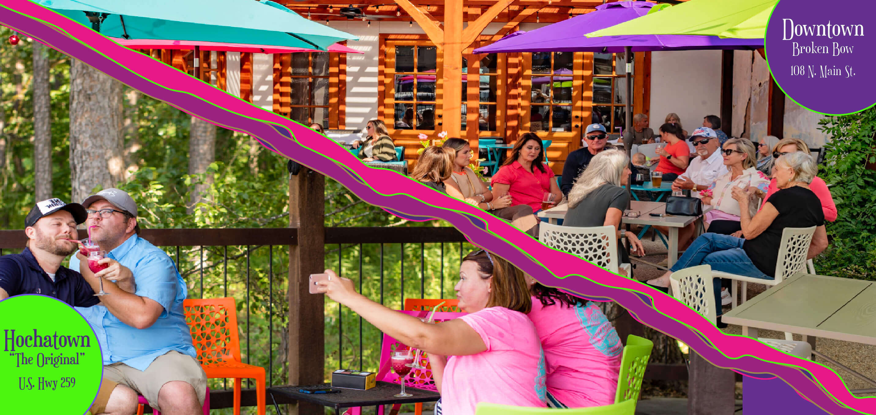 Friends enjoying a Wine-a-rita on the Girls Gone Wine patio