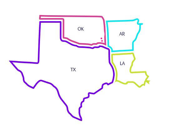 map of oklahoma and surrounding states